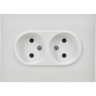 Розетка 2-местная IEK SKANDY SK-R09W без заземления с защитными шторками 10А в сборе арктический белый SK-R23-10-K01-F